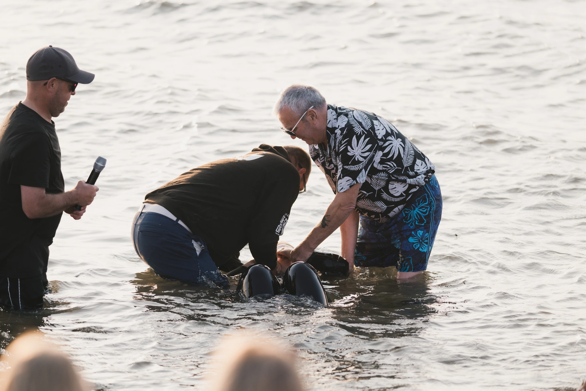 christian baptism of a baby in the water