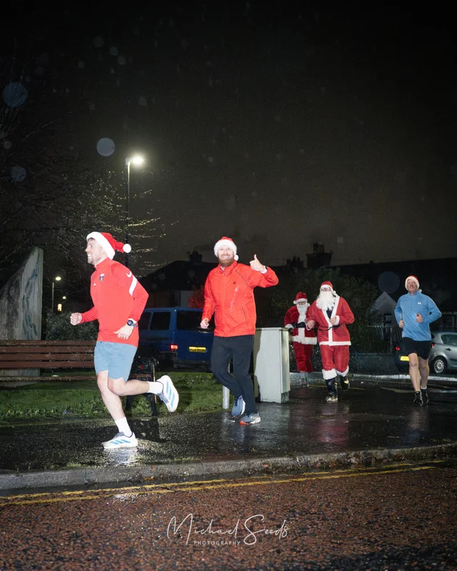 santa claus run in the dark