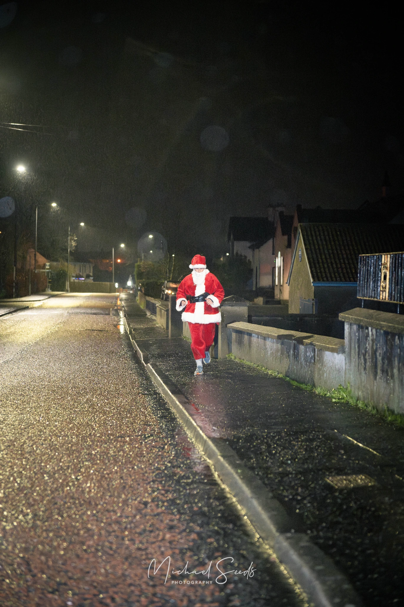santa claus in the rain