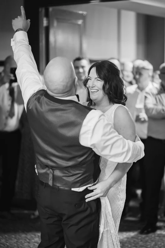 First dance of couple during an evening ceremony at a wedding